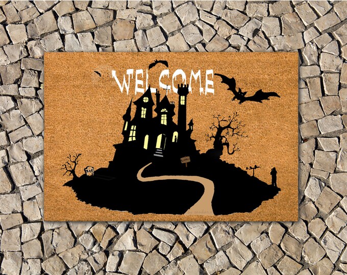 Welcome Doormat,Halloween Doormat Funny Doormat, Custom Coir Door Mat For Front Door, Cute Doormat, Housewarming Gift Doormat