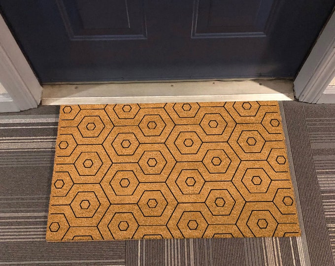 Hexagon Doormat, Pattern Door Mat, Outdoor Welcome Mat, Housewarming Gift, Spring Decor, Lemon Decor, Summer Doormat