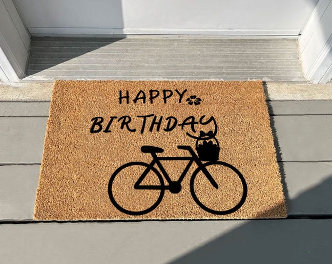 Happy Birthday Door Mat, Funny Doormat, Wedding Gift, Housewarming Gift, Home Doormat, Welcome Mat, Closing Gift
