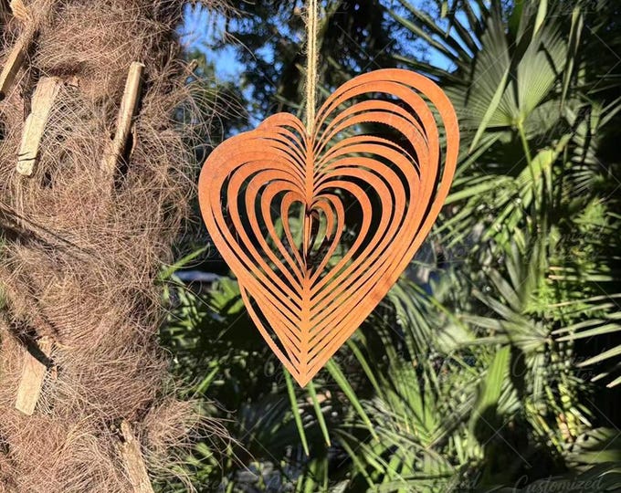 Rustic Heart Wind Chime, Rusty Metal Boho Garden Decor,Whimsical Hearts Inspired Wind Chime, Rustic Garden Decor, Metal Hearts Outdoor Art