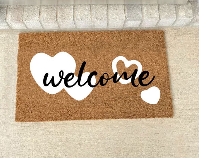 Welcome Doormat, Custom Coir Door Mat, Custom Doormat, Cute Doormat, Natural Coir Mat, Housewarming Gift Doormat, Outdoor Doormat