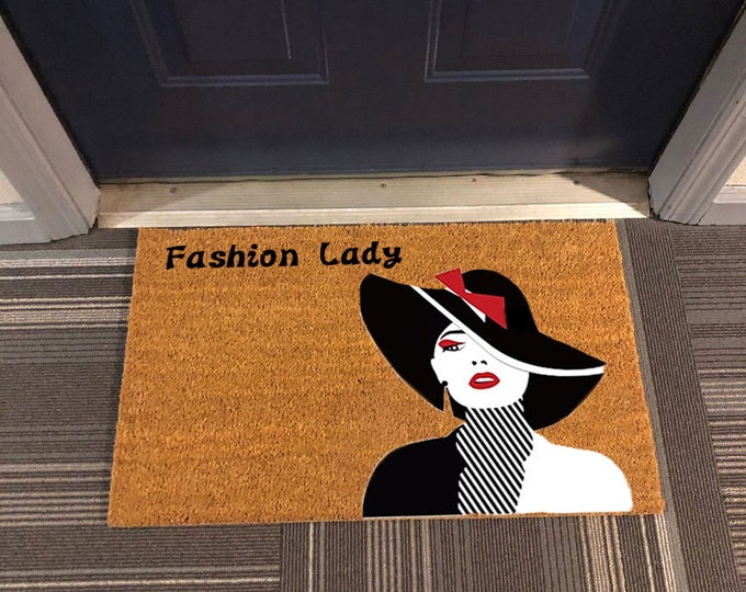 Fashion lady Doormat, Welcome Mat, Customizable Dog Mat, Custom Door Mat, Personalized Gift, Custom Door Mat For Front Door.