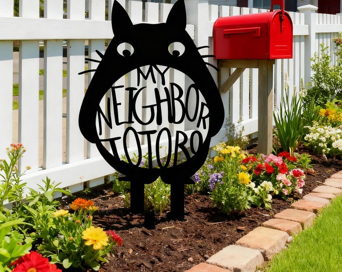 Black Metal MY NEIGHBOR TOTORO  Garden Stake -Magical Lawn Ornament for Anime Fans