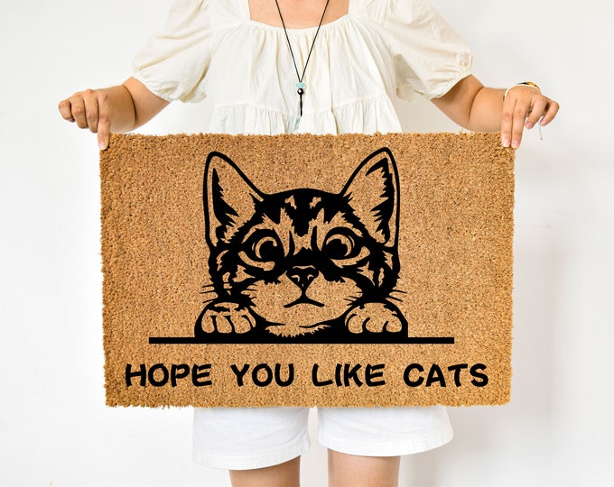Hope You Like Cat Doormt, Welcome Mat, Custom Door Mat For Front Door,  Personalized Custom Doormat, Housewarming Gift