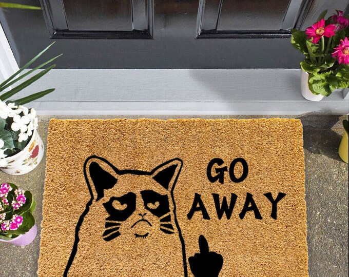 Funny Cat Doormat, Welcome Mat, Custom Door Mat For Front Door, Painted Doormat For Housewarming Gift