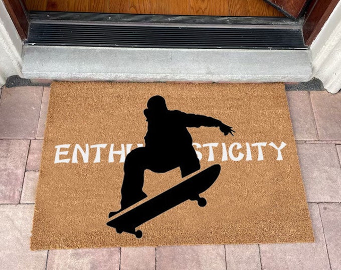 Enthuslesticity Doormat, Look Who's Here Doormat, Custom Door Mat For Front Door, Personalized Custom Doormat