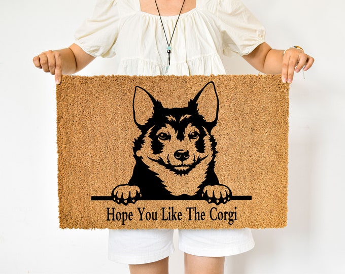 Hope You Like Corgi Doormat, Welcome Mat , Custom Door Mat For Front Door,  Personalized Custom Doormat, Housewarming Gift