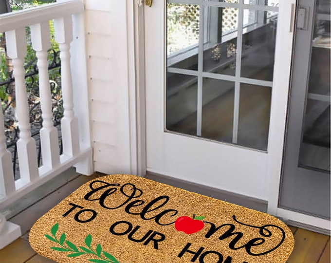 Welcome To Our Home Door Mat, Pet Owner Gift, Customizable Pet Door Mat, Custom Door Mat For Front Door, Personalized Custom Doormat.