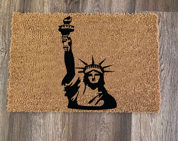 Statue Of Liberty Doormat, Personalized Custom Doormat, Personalized Gift, Painted Doormat For Housewarming Gift
