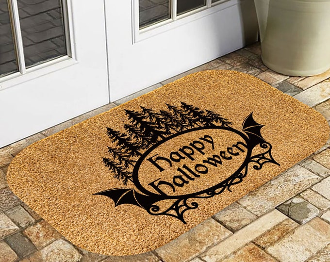 Halloween Night Party Doormat, Funny Doormat, Personalized Gift, Custom Doormat For Front Door, Painted Doormat For Housewarming Gift
