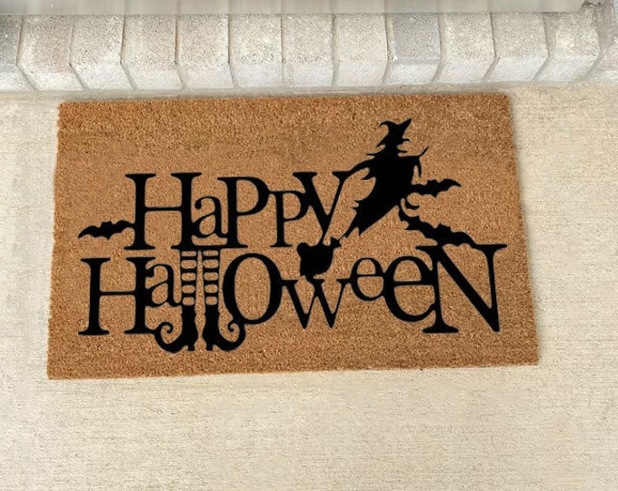 Hello Halloween Doormat, Personalized Doormat, Porch Decor, Custom Doormat, Housewarming gift