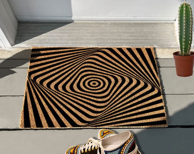 Hole Optical Illusion Pattern Door Mat, Personalized Gift, Custom Door Mat for Front Door, Painted Doormat for Housewarming Gift