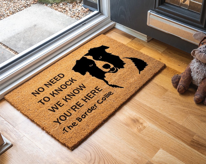 The Border Collie Door Mat, Custom Door Mat For Front Door,  Personalized Custom Doormat, Painted Doormat For Housewarming Gift