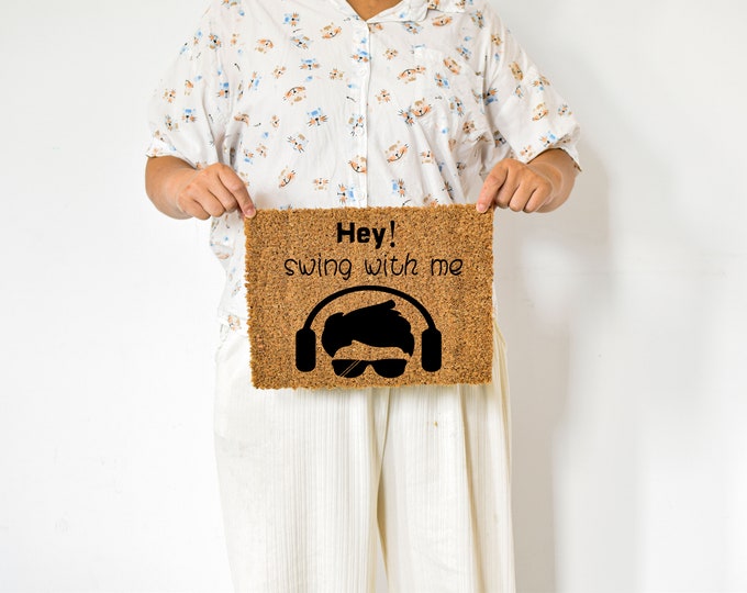 Hey! Swing With Me Doormat, Custom Door Mat For Front Door, Funny Doormat, Personalized Custom Doormat, Rapper Doormat, Housewarming Gift