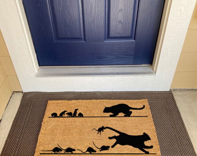 Cat And Mouse Doormat, Welcome Mat, Fall Decor, Door Mat, Doormats Outdoor, Fall Doormat For porch