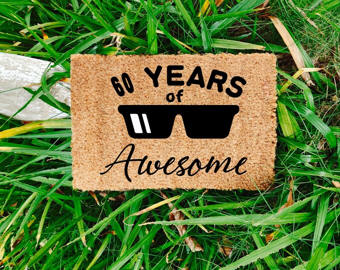 60 Years Of Awesome Doormat, Welcome Mat , Custom Door Mat For Front Door,  Personalized Custom Doormat, Housewarming Gift