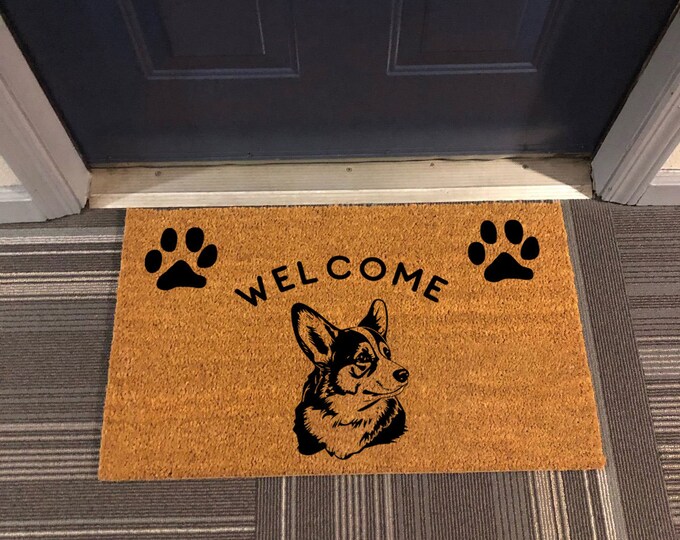 Welcome Doormat, Doormat With Dog Paw Prints, Funny Welcome Mat, Housewarming Gift Doormat, Outdoor Doormat, Custom Coir Door Mat