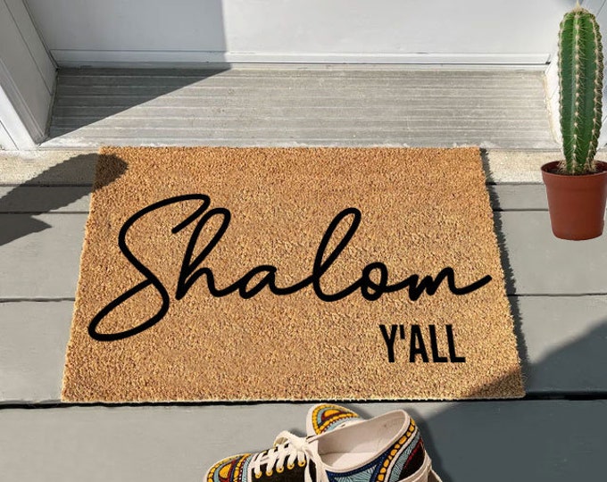 Shalom y'all Doormat, Funny Doormat, Personalized Gift, Custom Door Mat For Front Door, Painted Doormat For Housewarming Gift