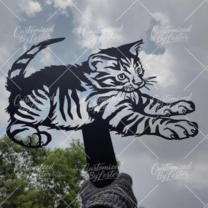 Black Metal Cat Stake, Outdoor Yard Art Decor, Gothic Cat Statue, Unique Gift for Cat Lovers, Handmade Yard Decor,  Halloween Cat Statue