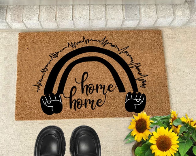 Home Is A Place Where Rainbow Appears Doormat, Welcome Door Mat, Funny Doormat, Wedding Gift, Housewarming Gift, Home Doormat