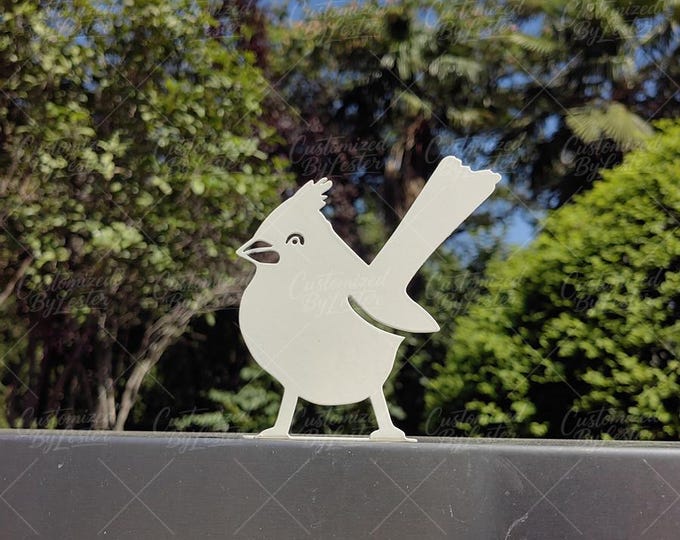 White Metal Cardinal Bird Garden Stake: Whimsical Backyard Decor