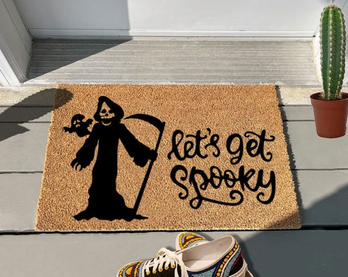 Let's Get Spooky Doormat, Welcome Doormat, Funny Doormat, Custom Door Mat For Front Door, Personalized Custom Doormat