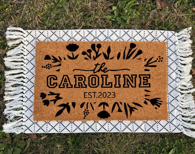 The Caroline Doormat, Front Doormat, Personalized Doormat, Closing Gift, Welcome Doormat, Funny Doormat