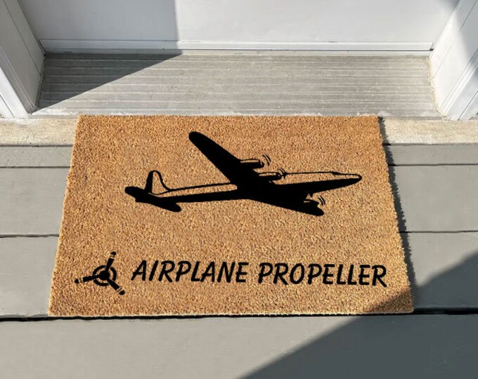 Airplane Propeller Doormat, Personalized Gift, Custom Door Mat For Front Door, Painted Doormat For Housewarming Gift