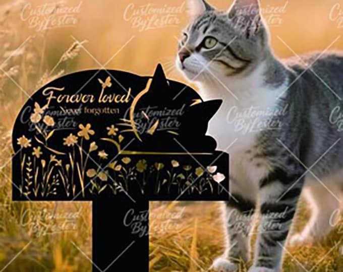 Handmade Sleeping Cat Memorial Stake, Black Metal Sleeping Cat Garden Stake, Outdoor Pet Loss Gift, Memorial Garden Decor, Outdoor Pet Decor