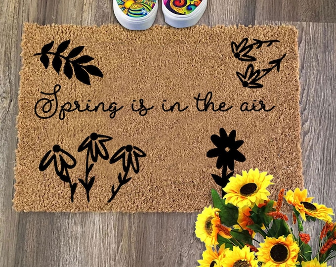 Spring Is In The Air Doormat, Funny Doormat, Front Doormat, Personalized Doormat, Closing Gift, Welcome Doormat