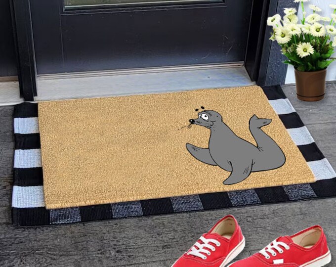 Seal Daddy Doormat, Custom Doormat, Small Doormat, Kid's Doormat, Welcome Mat, Coir Rug