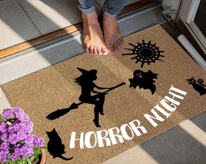 Horror Night Doormat, Halloween Doormat, Funny Doormat, Custom Coir Door Mat For Front Door, Cute Doormat, Housewarming Gift Doormat