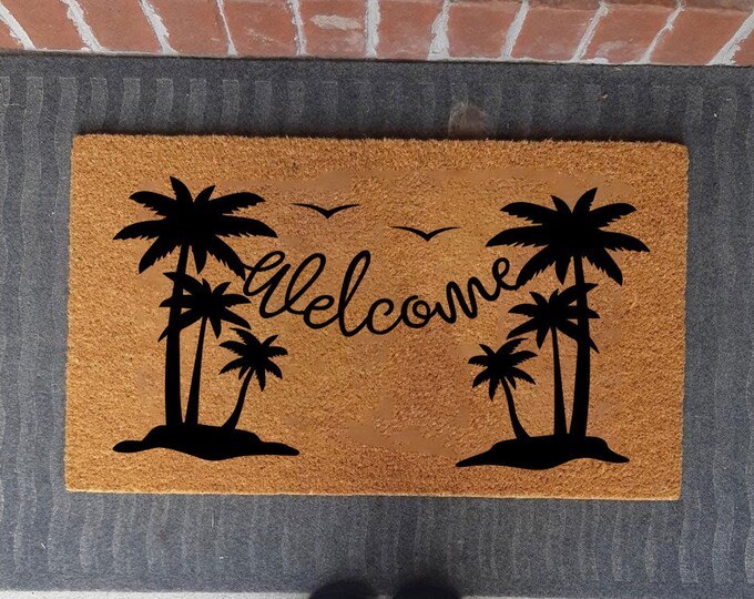 Coconut Welcome Doormat, Natural Coir Mat, Custom Doormat, Cute Doormat, Housewarming Gift Doormat, Outdoor Doormat, Custom Coir Door Mat