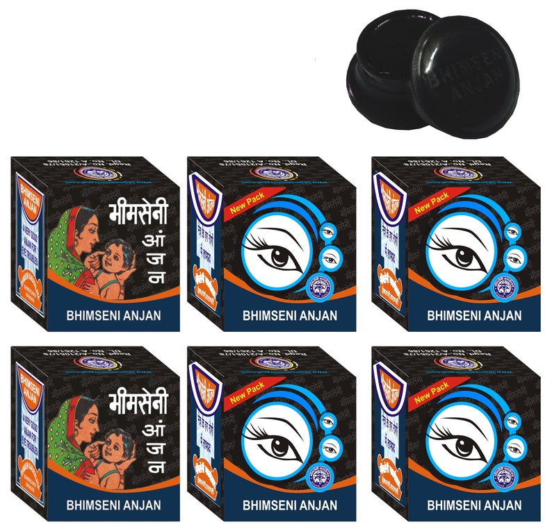Bhimseni kajal anjan Handgefertigte 100% Natürliche schwarze Kajal Eyeliner schwarz organisch Kajalhergestellt nach indischer traditioneller Methode Packung mit 6 kleinen Bild 10