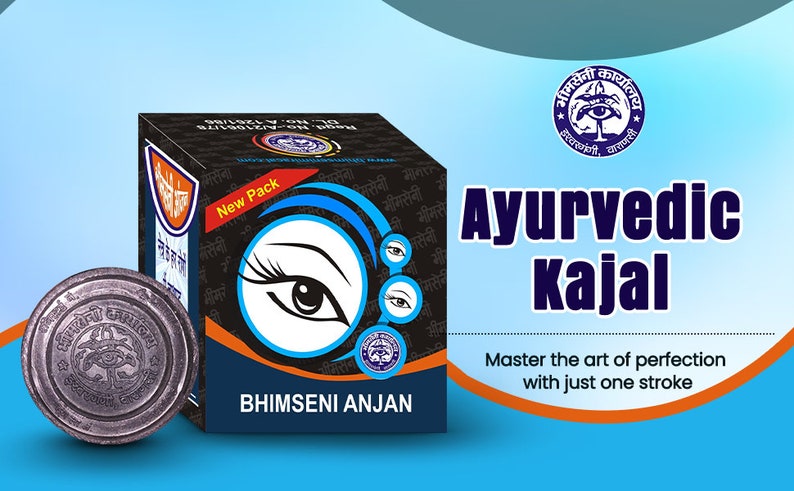 Bhimseni kajal anjan Handgefertigte 100% Natürliche schwarze Kajal Eyeliner schwarz organisch Kajalhergestellt nach indischer traditioneller Methode Packung mit 6 kleinen Bild 8
