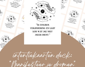 intentiekaarten, Intentions Kaartendeck, Positieve bevestiging,  Printable kaartendeck , manifesteren, affirmaties kaarten, kaartdeck