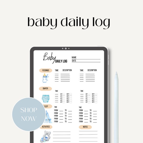 Baby Daily log Tracker Newborns Chart for feedings Log Doctor Visit diaper changes list for Care giver Log infant activity Tracker medicine