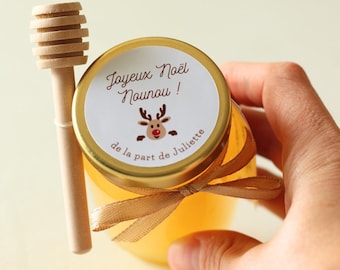 Christmas gift for nanny, Merry Christmas nanny, personalized little jars of honey