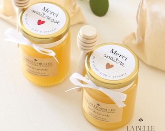 End-of-year gift for a teacher - Personalized small jar of honey - Handmade school thank you gift - Teacher gift idea