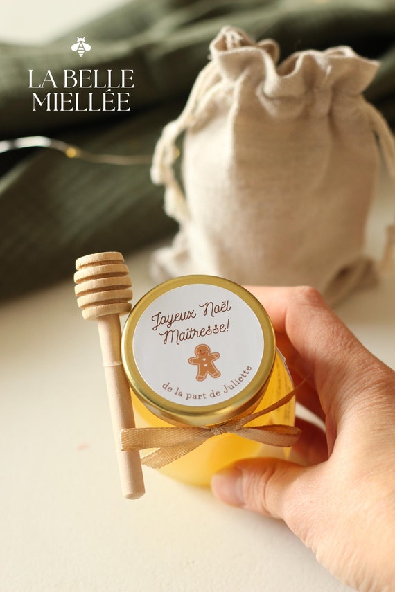 Cadeau maîtresse joyeux noël, cadeau maîtresse personnalisé, cadeau maîtresse noël Pot de miel personnalisés