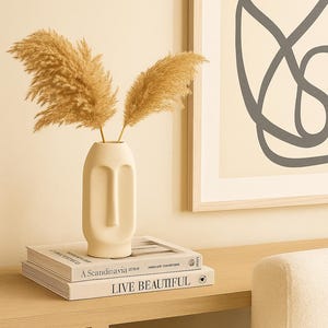 Abstract Face Vase — Sculptural Ivory Head Planter, Modern Ceramic Body Art Decor
