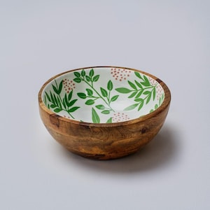 Bowl Tropical Foliage Small Wooden Serving Bowl Handmade Eco-Friendly Decorative Catchall Tray