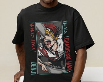 Anime Graphic Tee, Chainsaw Man shirt, Anime Gym Shirt, Anime Drip Shirt, Stoner Anime Shirt, Denji Shirt, Gift for Him, Chainsaw Man