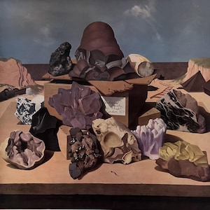 Afiche de estudios de la naturaleza sobre conchas. Número 18. Minerales. Afiche original de los años 50 de Tristram Hillier.