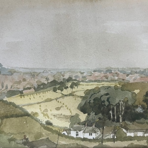 A lovely rural watercolour of &quot;The Foot of Tower Hill&quot; in Somerset. Initialled M.N.