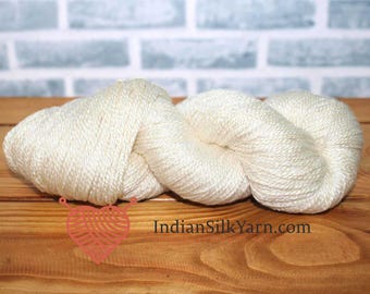 100g Undyed | 300 Meters per 100g | Pure Mulberry Combed Silk DK/light worsted Yarn (Count 6/2) Ideal for Knitting, Embroidery & Crafts