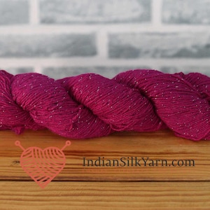 Tussah Silk Yarn with Lurex – 200m/50g – 7 Ply | Silk with Metallic Thread – Luxury Yarn for Knitting, Crochet & Weaving - TL7
