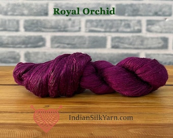 Pure Mulberry | 50g(500m) |  Silk Slub Dupioni Yarn  | Lightly Plied | Soft Filament, Rustic Texture | Handmade! Lace weight - DP08
