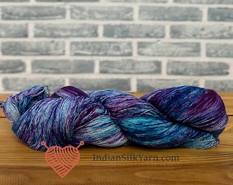 Silk Bourette Yarn 90g/3.2 oz in skeins - 540m per Skein for Knitting/crochet/embroidery (Silk Noil Yarn) - 010
