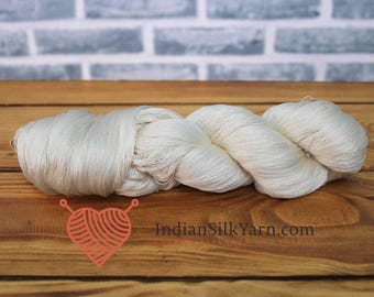 95g Undyed | 2,700 Meters per 95g | Pure Mulberry Filament Silk Lace Yarn (Count 60/2) | First-Quality Silk as Found in Fine Saris